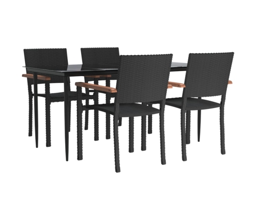 Juego de comedor de jardín 5 piezas ratán sintético negro