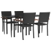 Juego de comedor de jardín 5 piezas ratán sintético negro