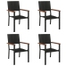 Juego de comedor de jardín 5 piezas ratán sintético negro