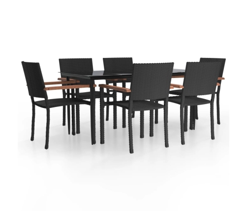 Juego de comedor de jardín 7 piezas ratán sintético negro