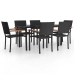 Juego de comedor de jardín 7 piezas ratán sintético negro