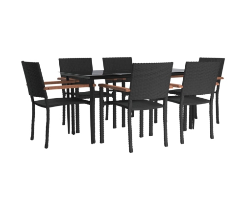 Juego de comedor de jardín 7 piezas ratán sintético negro