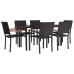 Juego de comedor de jardín 7 piezas ratán sintético negro