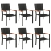 Juego de comedor de jardín 7 piezas ratán sintético negro