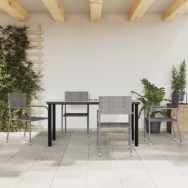 Juego de comedor para jardín 5 piezas ratán sintético gris