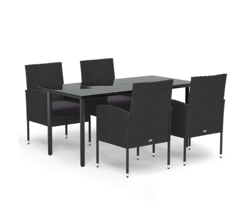 Set de muebles jardín 5 pzas con cojines ratán sintético negro