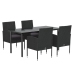 Set de muebles jardín 5 pzas con cojines ratán sintético negro