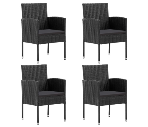 Set de muebles jardín 5 pzas con cojines ratán sintético negro