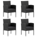 Set de muebles jardín 5 pzas con cojines ratán sintético negro