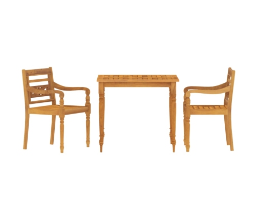 Juego de comedor para jardín 3 pzas madera maciza de teca