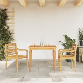 Juego de comedor para jardín 3 pzas madera maciza de teca