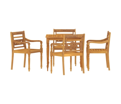 Juego de comedor para jardín 5 piezas madera maciza de teca