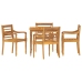 Juego de comedor para jardín 5 piezas madera maciza de teca