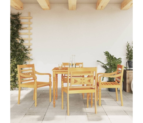 Juego de comedor para jardín 5 piezas madera maciza de teca