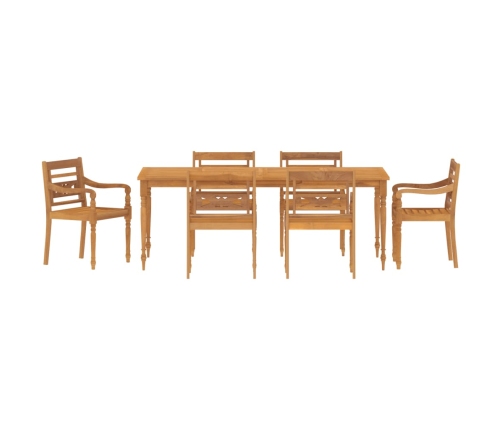 Juego de comedor de jardín 7 piezas madera maciza de teca