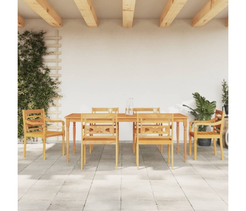 Juego de comedor de jardín 7 piezas madera maciza de teca