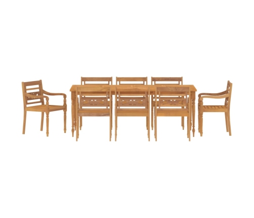 Juego de comedor para jardín 9 piezas madera maciza de teca