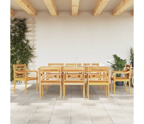 Juego de comedor para jardín 9 piezas madera maciza de teca