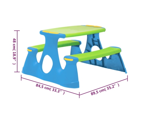 Mesa de pícnic para niños polipropileno 89,5x84,5x48 cm