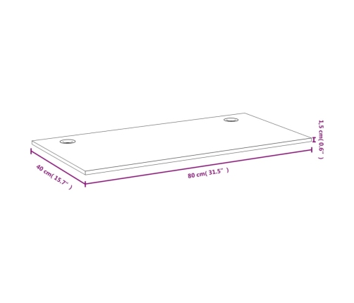 Tablero de escritorio de bambú 80x40x1,5 cm