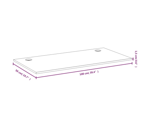 Tablero de escritorio de bambú 100x50x1,5 cm
