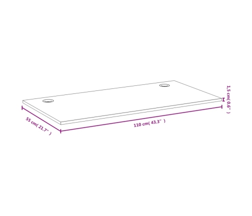 Tablero de escritorio de bambú 110x55x1,5 cm