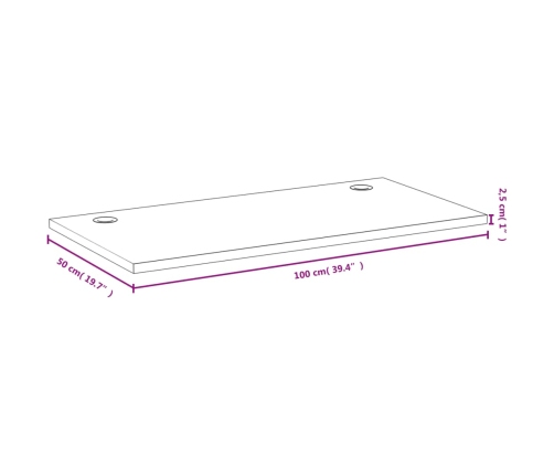 Tablero de escritorio de bambú 100x50x2,5 cm