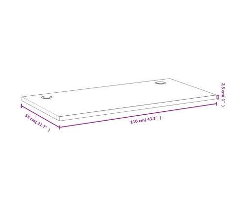 Tablero de escritorio de bambú 110x55x2,5 cm