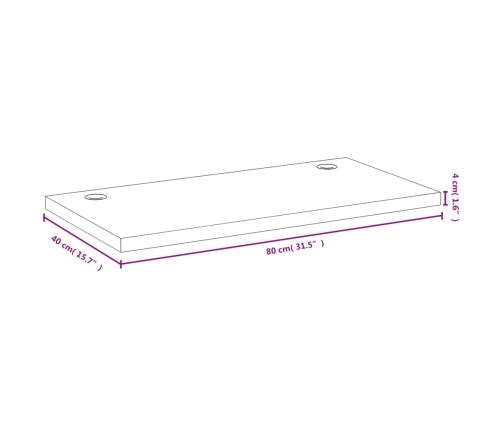 Tablero de escritorio de bambú 80x40x4 cm