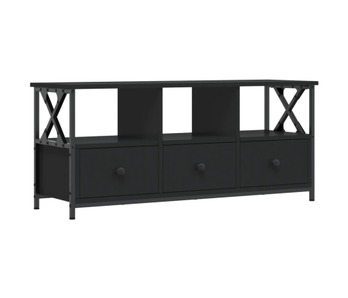 Mueble de TV hierro y madera contrachapada negro 102x33x45 cm