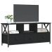 Mueble de TV hierro y madera contrachapada negro 102x33x45 cm