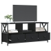 Mueble de TV hierro y madera contrachapada negro 102x33x45 cm