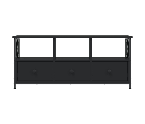 Mueble de TV hierro y madera contrachapada negro 102x33x45 cm