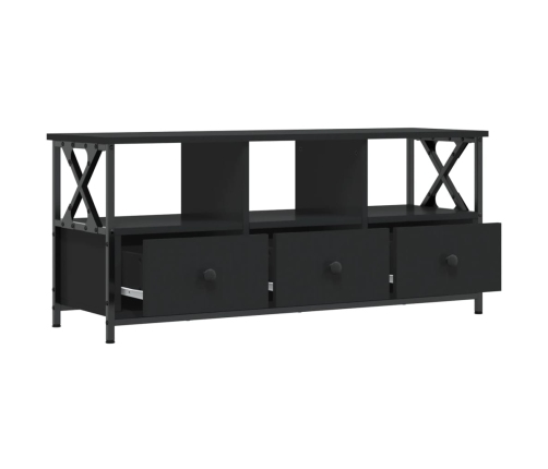 Mueble de TV hierro y madera contrachapada negro 102x33x45 cm