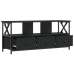 Mueble de TV hierro y madera contrachapada negro 102x33x45 cm