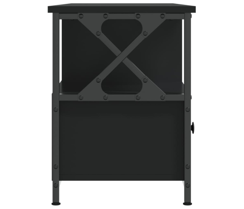 Mueble de TV hierro y madera contrachapada negro 102x33x45 cm