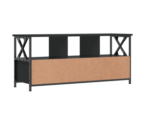 Mueble de TV hierro y madera contrachapada negro 102x33x45 cm