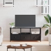 Mueble de TV hierro y madera contrachapada negro 102x33x45 cm