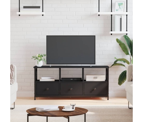 Mueble de TV hierro y madera contrachapada negro 102x33x45 cm