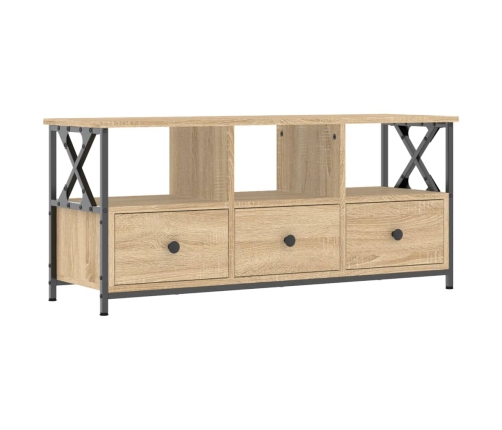 Mueble TV hierro madera contrachapada roble Sonoma 102x33x45 cm