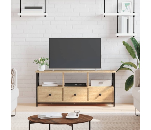 Mueble TV hierro madera contrachapada roble Sonoma 102x33x45 cm