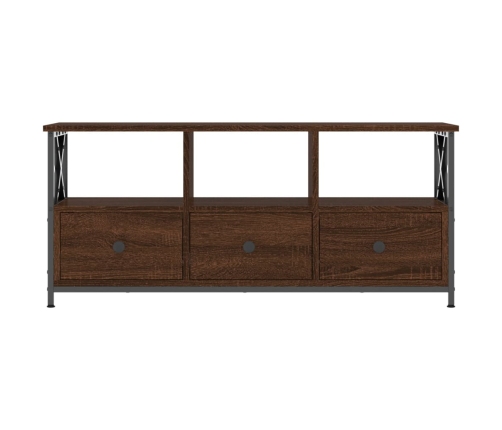 vidaXL Mueble TV hierro madera contrachapada roble marrón 102x33x45 cm