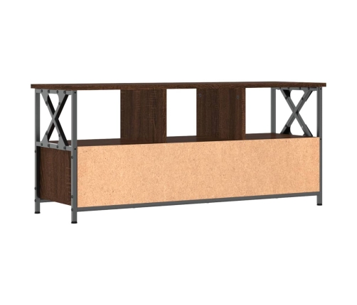 vidaXL Mueble TV hierro madera contrachapada roble marrón 102x33x45 cm