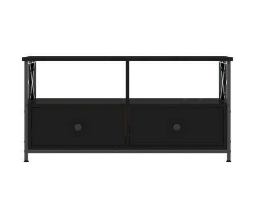 vidaXL Mueble de TV hierro y madera contrachapada negro 90x33x45 cm