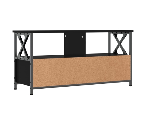 vidaXL Mueble de TV hierro y madera contrachapada negro 90x33x45 cm