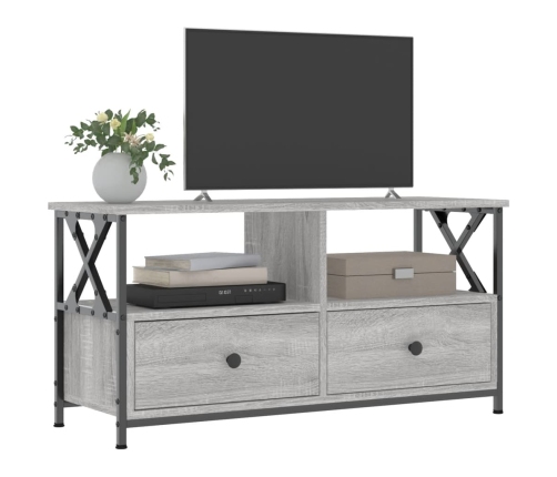 Mueble TV hierro y madera contrachapada gris Sonoma 90x33x45 cm