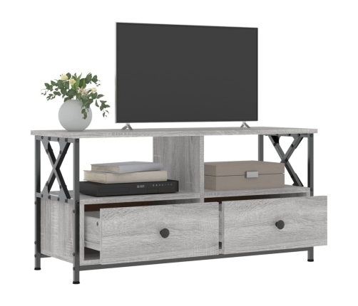 Mueble TV hierro y madera contrachapada gris Sonoma 90x33x45 cm