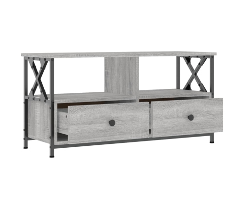 Mueble TV hierro y madera contrachapada gris Sonoma 90x33x45 cm