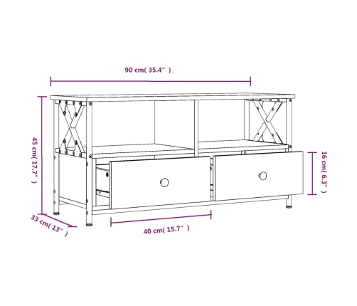 Mueble TV hierro y madera contrachapada gris Sonoma 90x33x45 cm