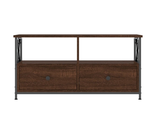 Mueble TV hierro y madera contrachapada roble marrón 90x33x45cm